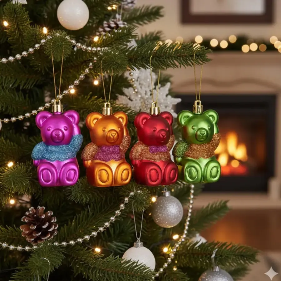 Inge-glas Inge Christmas Kerstballen - beertjes - 4x - gekleurd - 8 cm