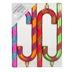 Kerstballen|Kerstdecoratie-Inge-glas Inge goods Kersthangers - 4x - zuurstokken - gekleurd - 14 cm