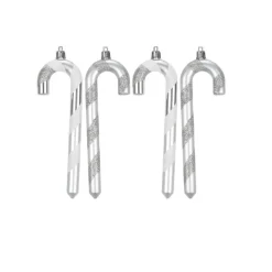 Inge-glas Inge goods Kersthangers - 4x - zuurstokken - zilver - 14 cm
