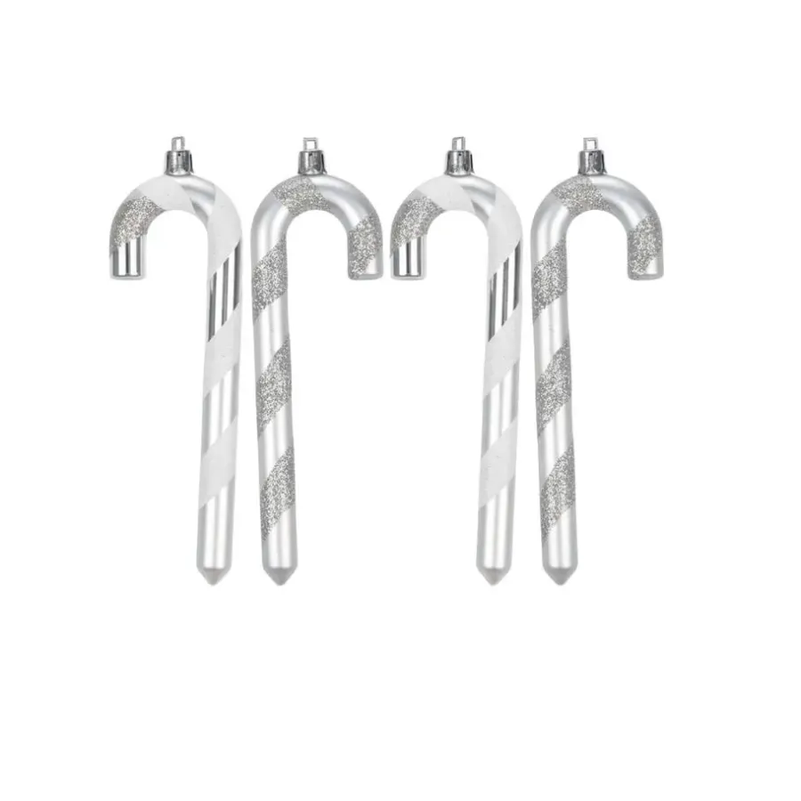 Inge-glas Inge goods Kersthangers - 4x - zuurstokken - zilver - 14 cm