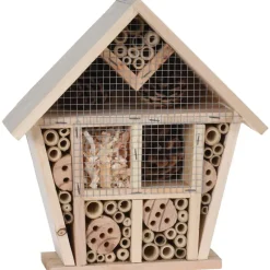 Merkloos Insectenhotel - naturel - hout - bijenhuis - 30 cm