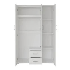 Interiax Kledingkast 'Lena' - Wit - 3 Deurs - 185x120x52cm
