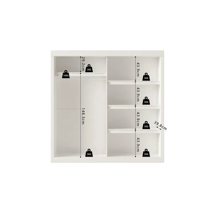 Interiax Kledingkast 'Mila' - Wit - Schuifdeurkast - 197x182x52 cm