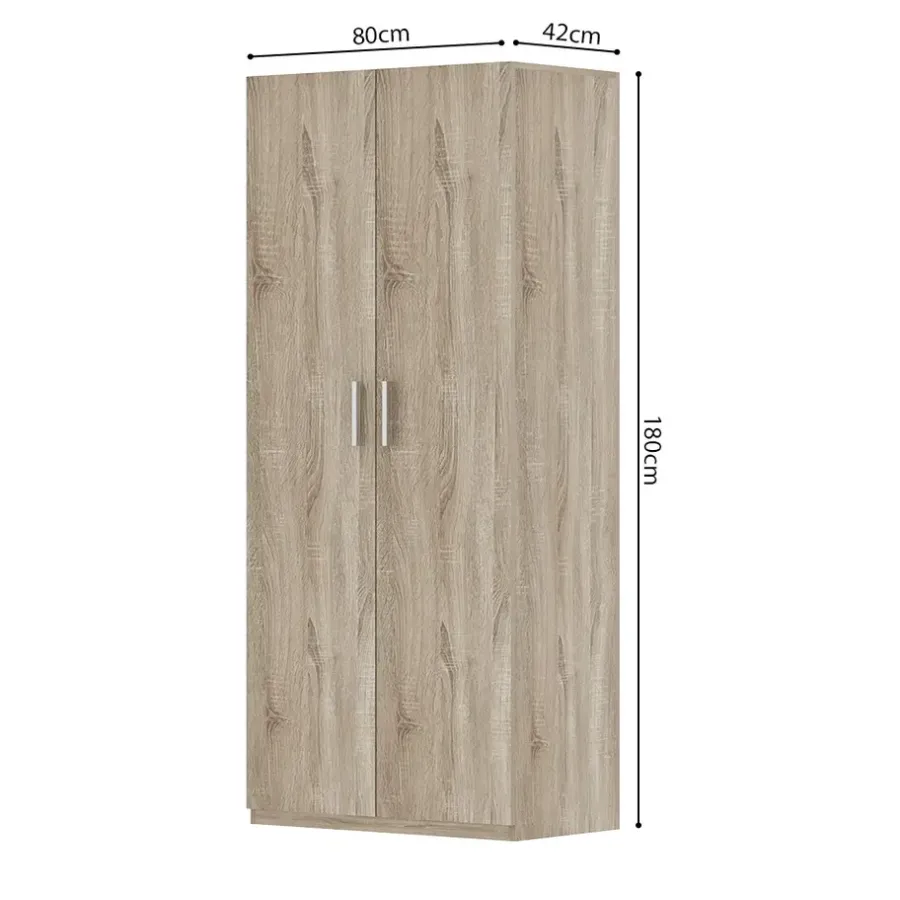 Interiax Kledingkast 'Mila' - Sonoma Eik - 2 Deurs - 180x80x42 cm