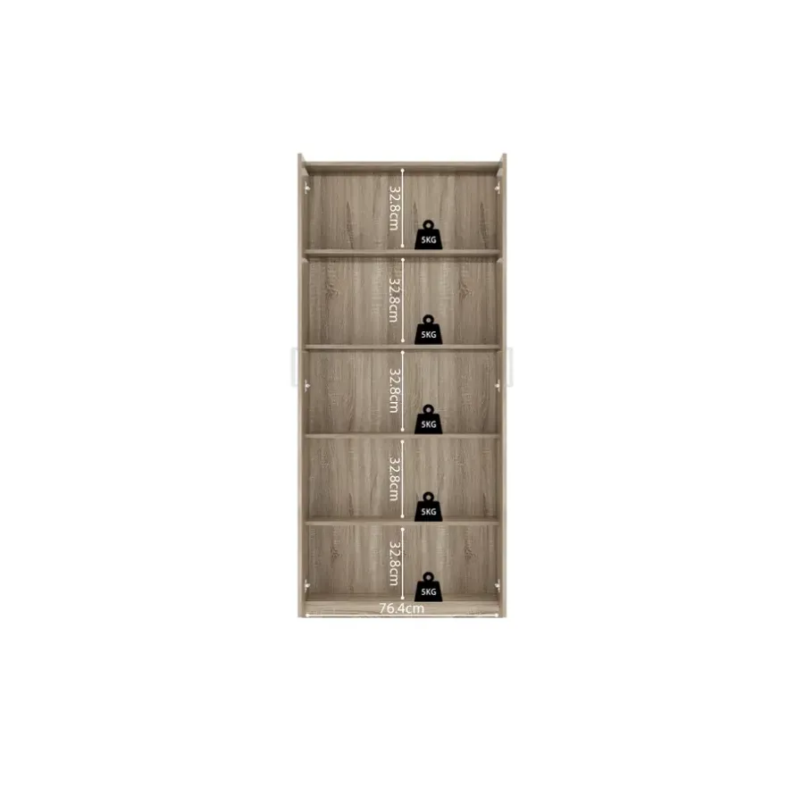Interiax Kledingkast 'Mila' - Sonoma Eik - 2 Deurs - 180x80x42 cm