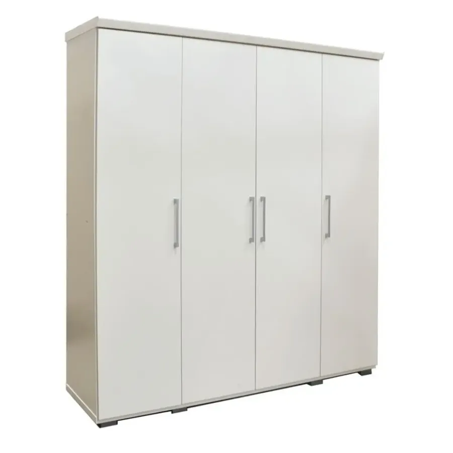 Interiax Kledingkast 'Mila' - Wit - 4 Deurs - 183x120x52cm