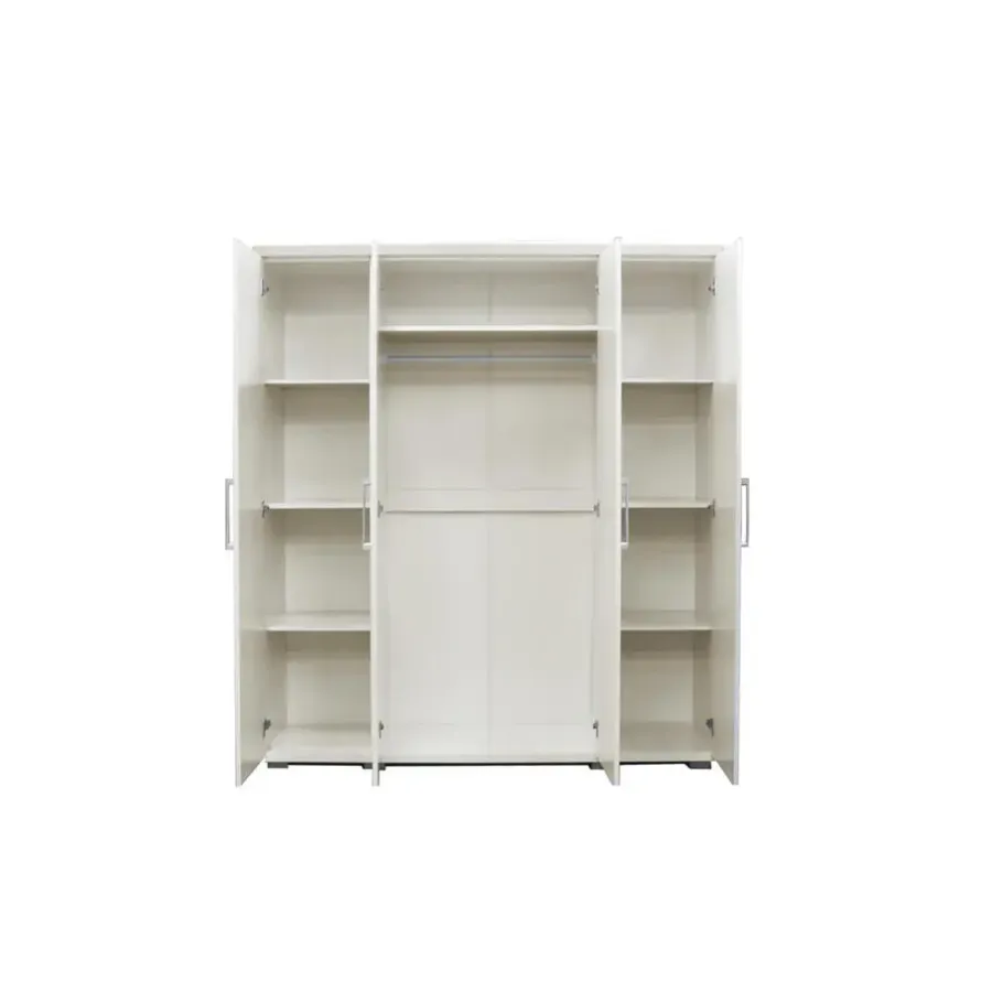 Interiax Kledingkast 'Mila' - Wit - 4 Deurs - 183x120x52cm
