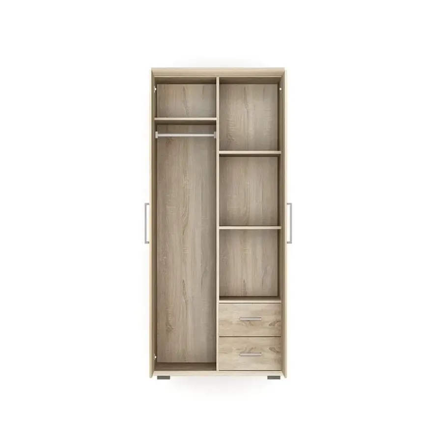 Interiax Kledingkast 'Mila' - Sonoma Eik - 2 Deurs - 183x80x52cm