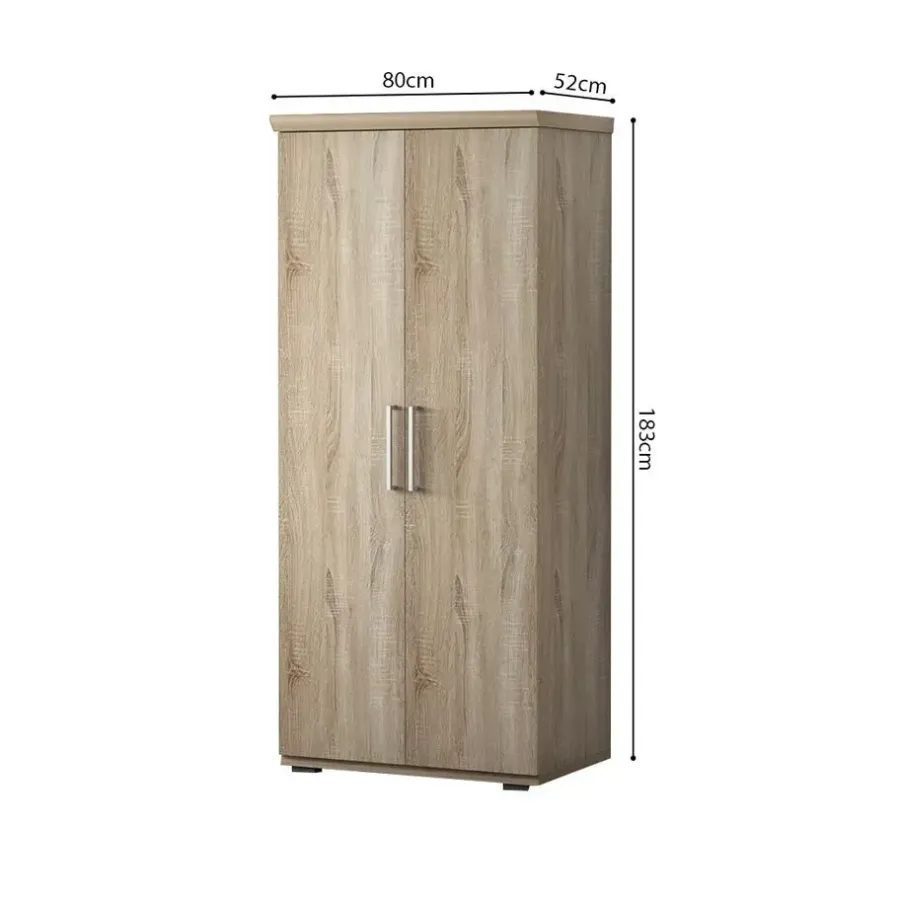 Interiax Kledingkast 'Mila' - Sonoma Eik - 2 Deurs - 183x80x52cm