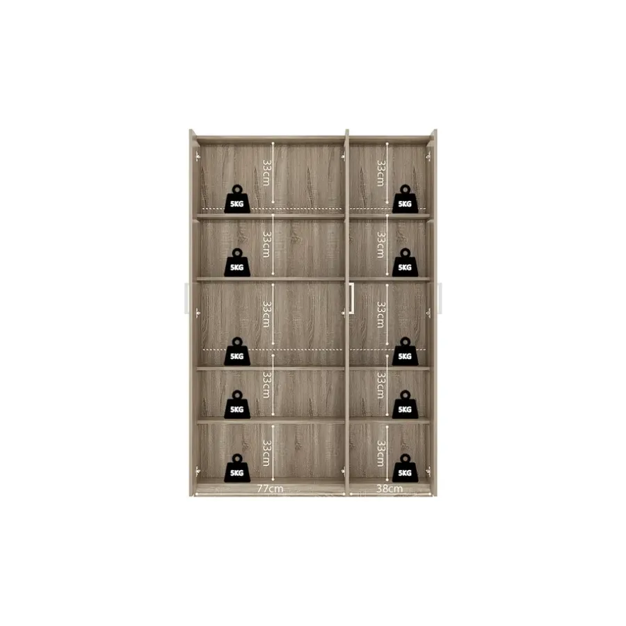 Interiax Kledingkast 'Mila' - Sonoma Eik - 3 Deurs - 180x120x42 cm