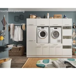 Interiax WASHWALL 'Mary' Wasmachine Opbergkast Wit - 162x50x67.5 cm