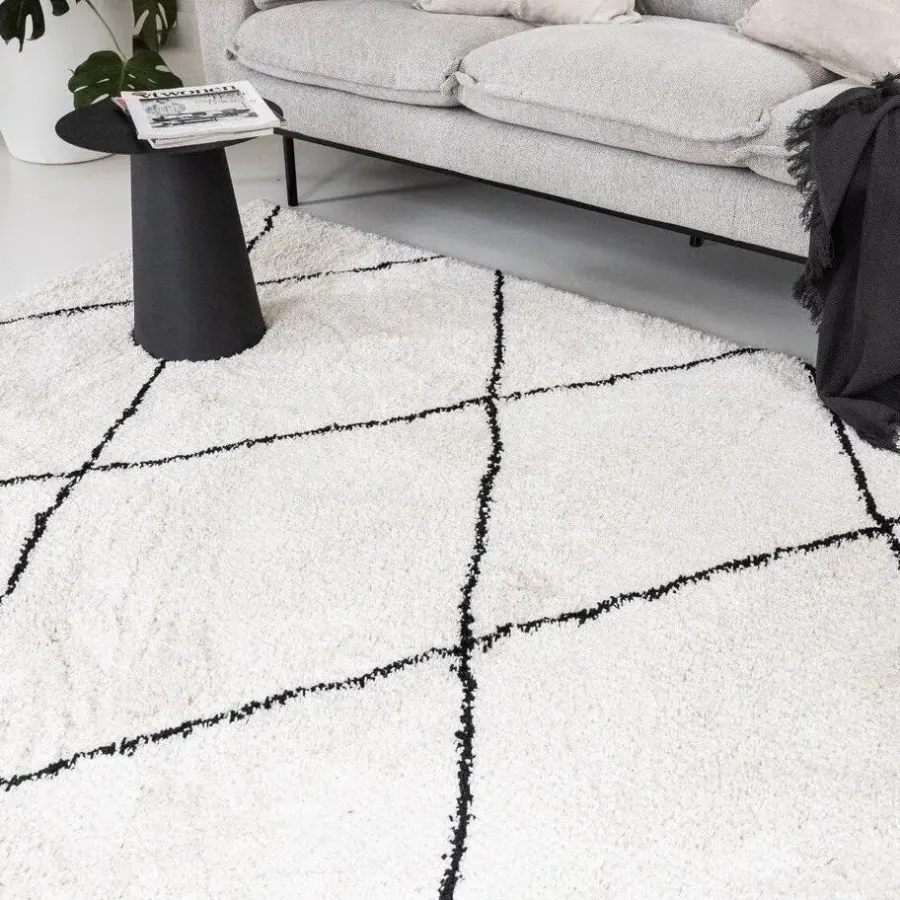 Hoogpolige Vloerkleden-Interieur05 berber vloerkleed Nea wit/zwart - 230 x 160 cm