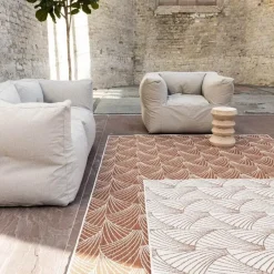 Interieur05 Buitenkleed Deco roest/wit - 290 x 200 cm
