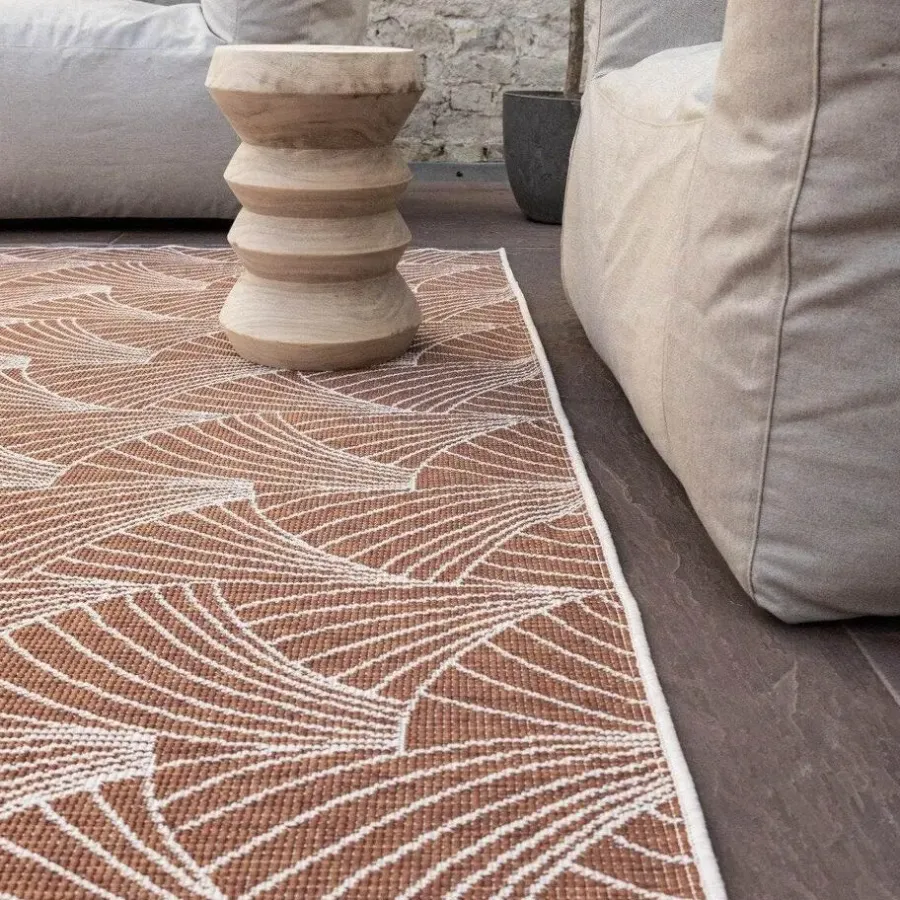 Interieur05 Buitenkleed Deco roest/wit - 290 x 200 cm