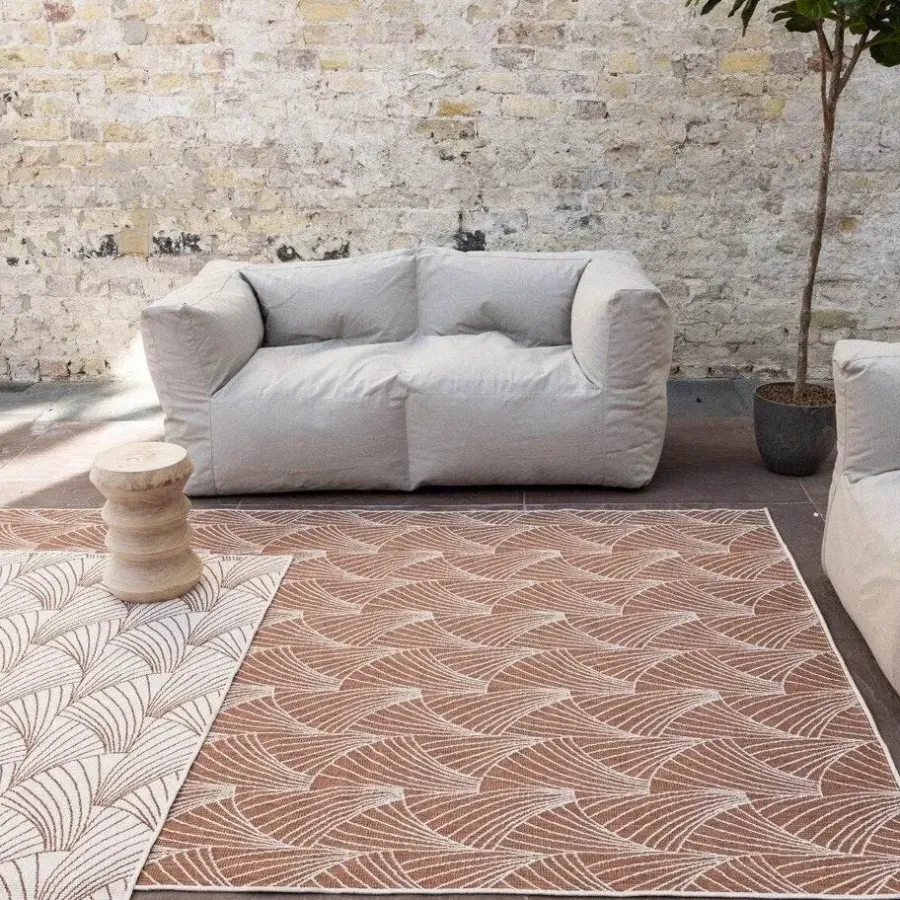 Interieur05 Buitenkleed Deco roest/wit - 230 x 160 cm