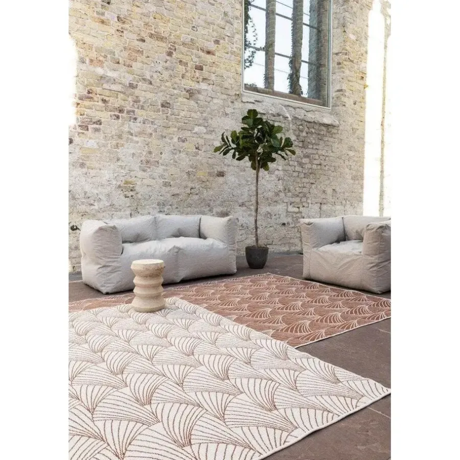Interieur05 Buitenkleed Deco roest/wit - 230 x 160 cm