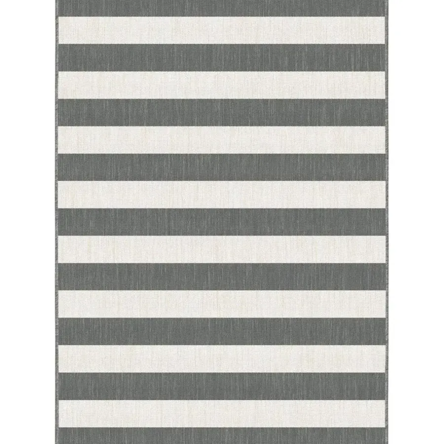 Buiten Vloerkleden|Buiten Vloerkleden-Eva Interior Interieur05 Buitenkleed Stripes Grijs/Wit dubbelzijdig - 230 x 160 cm