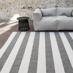 Buiten Vloerkleden|Buiten Vloerkleden-Eva Interior Interieur05 Buitenkleed Stripes Grijs/Wit dubbelzijdig - 230 x 160 cm