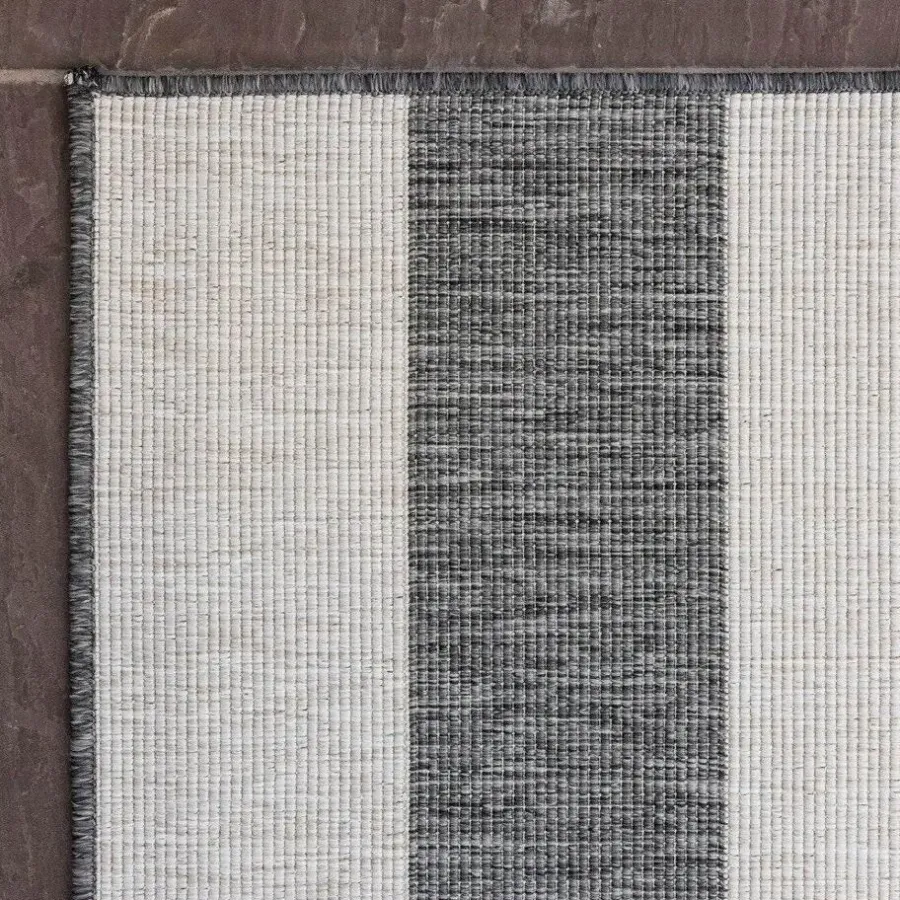Buiten Vloerkleden|Buiten Vloerkleden-Eva Interior Interieur05 Buitenkleed Stripes Grijs/Wit dubbelzijdig - 230 x 160 cm