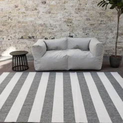 Buiten Vloerkleden|Buiten Vloerkleden-Eva Interior Interieur05 Buitenkleed Stripes Grijs/Wit dubbelzijdig - 230 x 160 cm