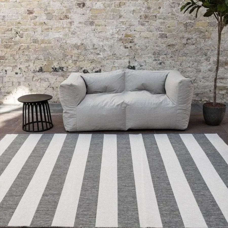 Buiten Vloerkleden|Buiten Vloerkleden-Eva Interior Interieur05 Buitenkleed Stripes Grijs/Wit dubbelzijdig - 230 x 160 cm