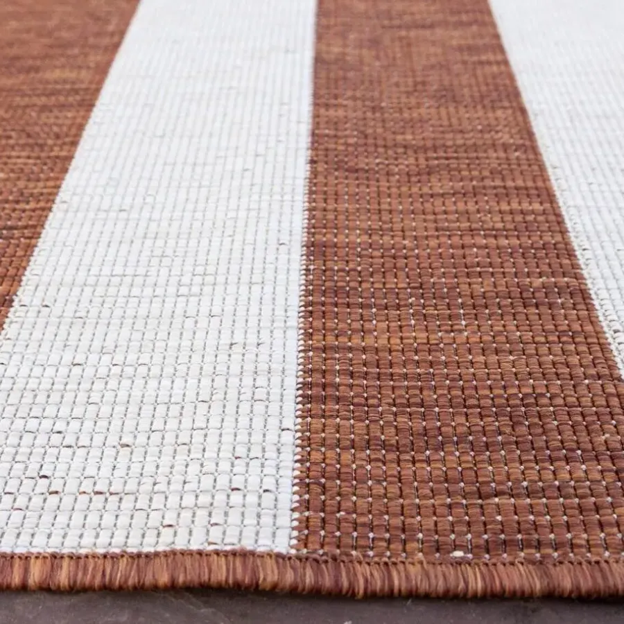 Buiten Vloerkleden|Buiten Vloerkleden-Eva Interior Interieur05 Buitenkleed Stripes roest/wit dubbelzijdig - 290 x 200 cm
