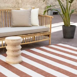 Buiten Vloerkleden|Buiten Vloerkleden-Eva Interior Interieur05 Buitenkleed Stripes roest/wit dubbelzijdig - 290 x 200 cm