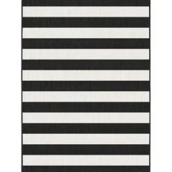 Eva Interior Interieur05 Buitenkleed Stripes zwart/wit dubbelzijdig - 230 x 160 cm