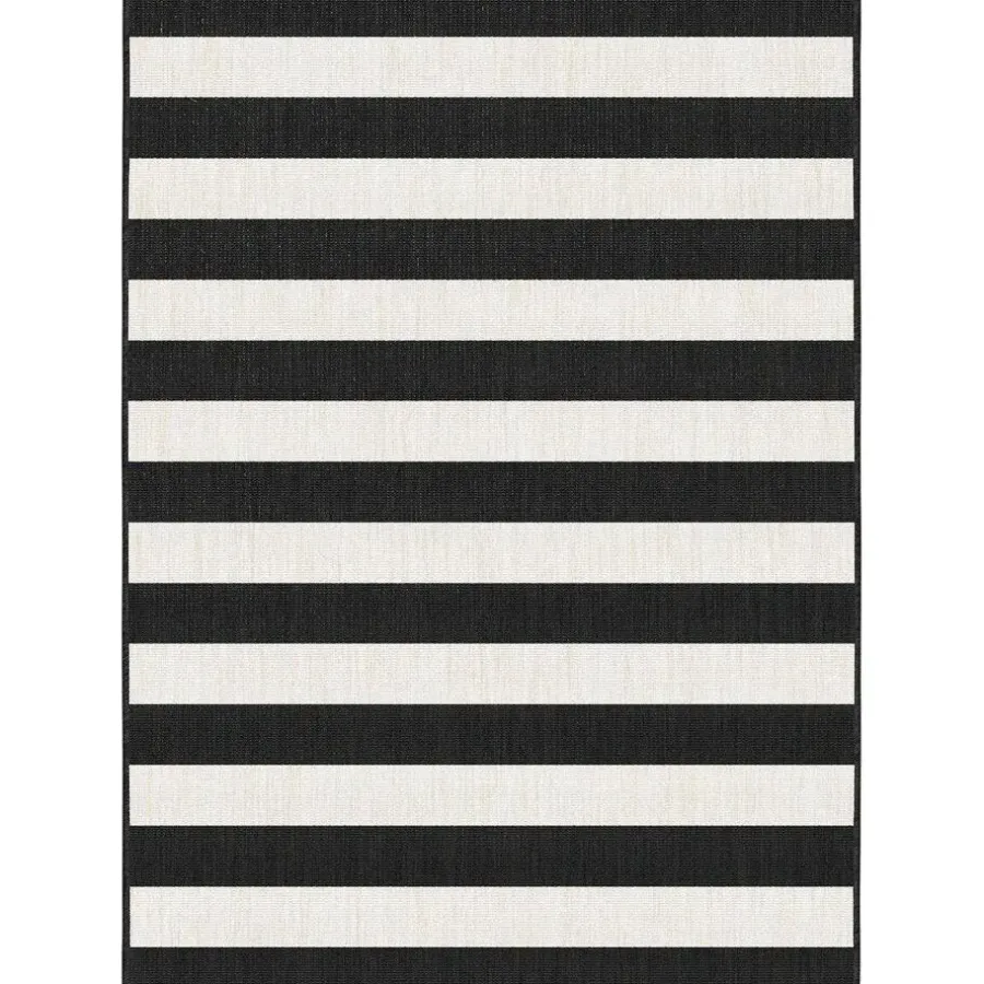 Eva Interior Interieur05 Buitenkleed Stripes zwart/wit dubbelzijdig - 230 x 160 cm