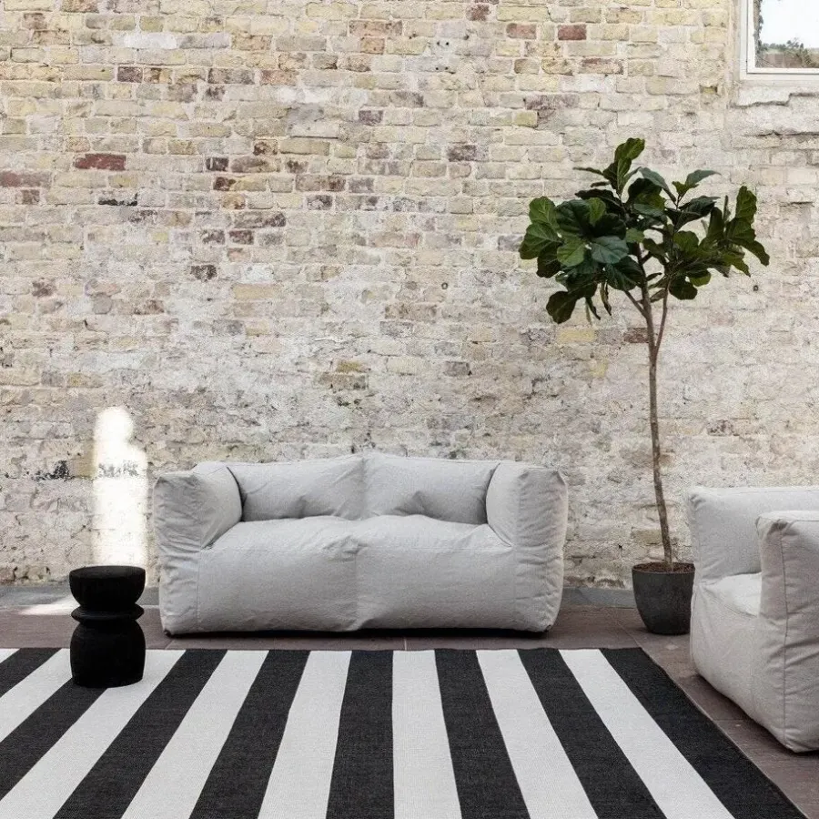 Eva Interior Interieur05 Buitenkleed Stripes zwart/wit dubbelzijdig - 230 x 160 cm