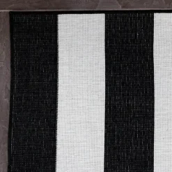 Eva Interior Interieur05 Buitenkleed Stripes zwart/wit dubbelzijdig - 230 x 160 cm