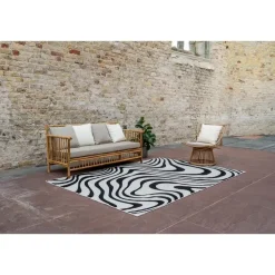Buiten Vloerkleden|Buiten Vloerkleden-Interieur05 Buitenkleed Swirl Zwart - 290 x 200 cm