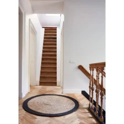 Jute Vloerkleden-Interieur05 EVA Interior rond Vloerkleed Jute Naturel/Antraciet - 240 x 240 cm