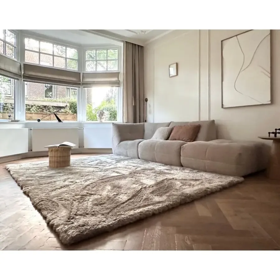 Hoogpolige Vloerkleden-Interieur05 Hoogpolig vloerkleed Odelia beige/wit - 160 x 230 cm