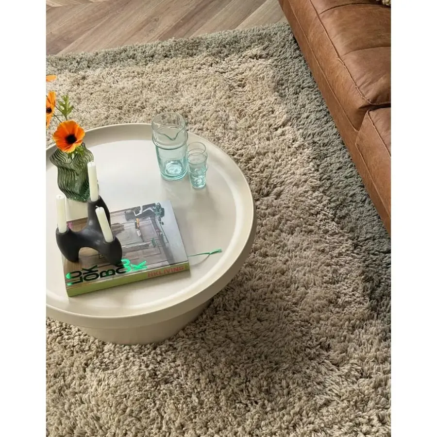 Interieur05 hoogpolig vloerkleed polyester Pilo groen/beige - 340 x 240 cm