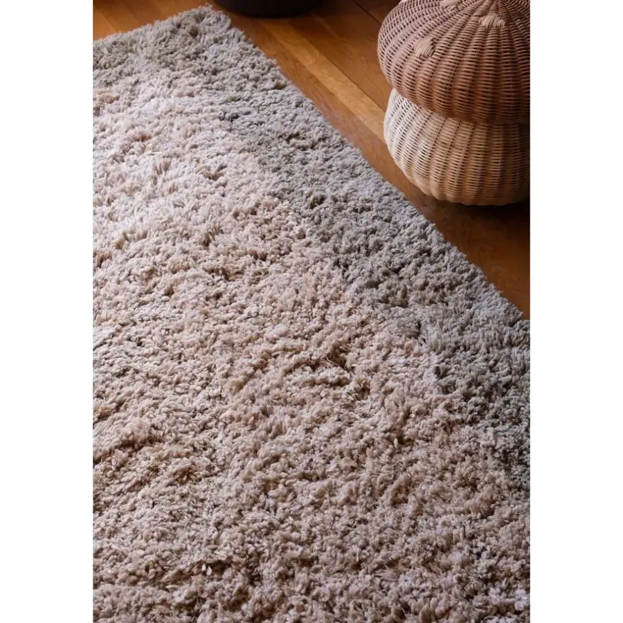 Interieur05 hoogpolig vloerkleed polyester Pilo groen/beige - 340 x 240 cm