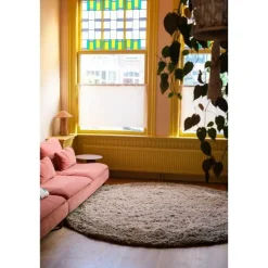 Interieur05 hoogpolig vloerkleed polyester Pilo groen/beige - 160 x 160 cm