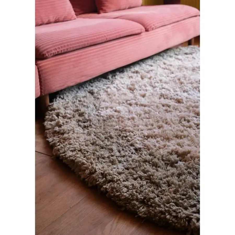 Interieur05 hoogpolig vloerkleed polyester Pilo groen/beige - 160 x 160 cm