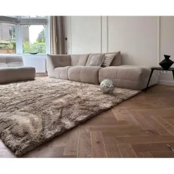 Interieur05 Hoogpolig vloerkleed Odelia Bruin/taupe - 80 x 150 cm