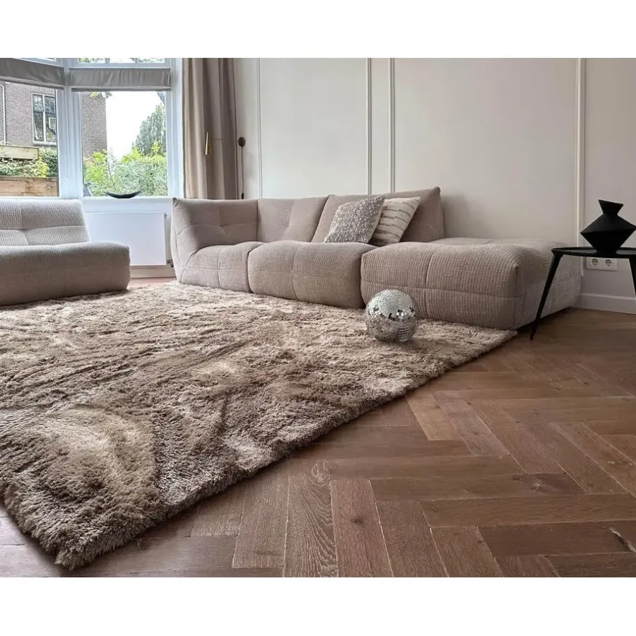 Interieur05 Hoogpolig vloerkleed Odelia Bruin/taupe - 80 x 150 cm