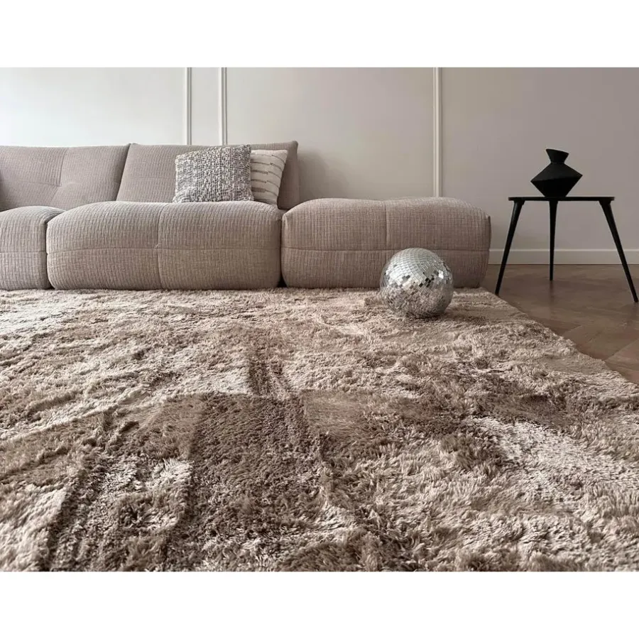 Interieur05 Hoogpolig vloerkleed Odelia Bruin/taupe - 80 x 150 cm