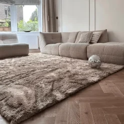 Interieur05 Hoogpolig vloerkleed Odelia Bruin/taupe - 80 x 150 cm