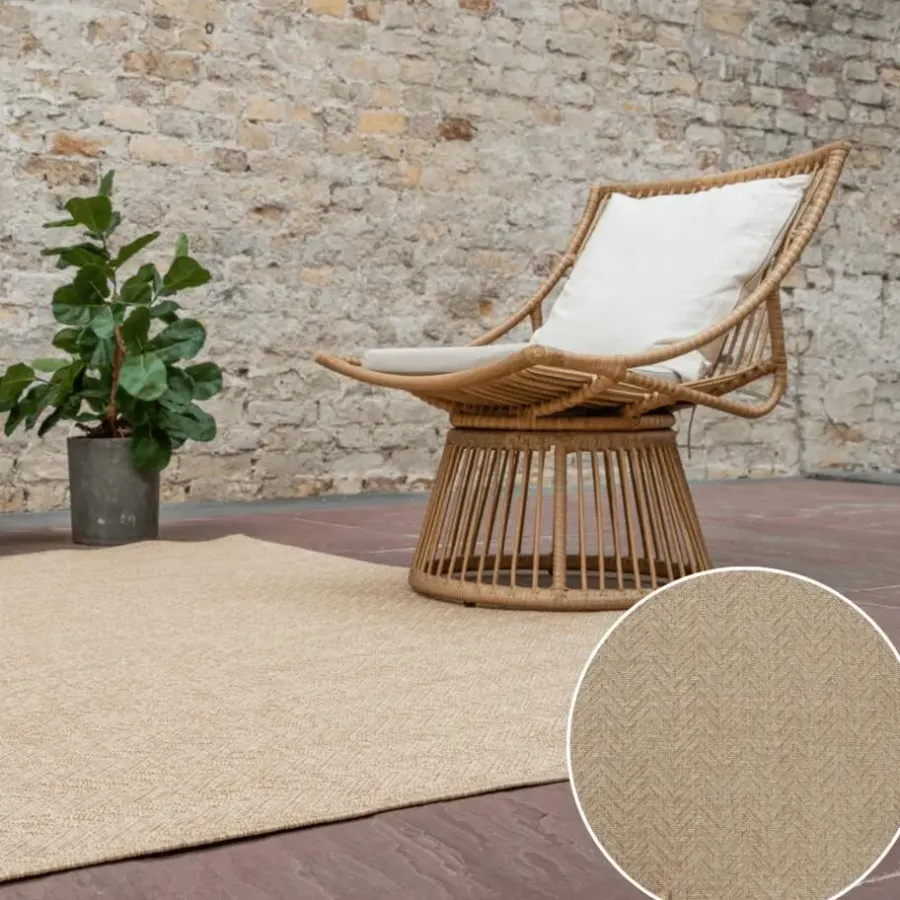 Buiten Vloerkleden|Buiten Vloerkleden-Interieur05 Jute buitenkleed naturel visgraat - 230 x 160 cm
