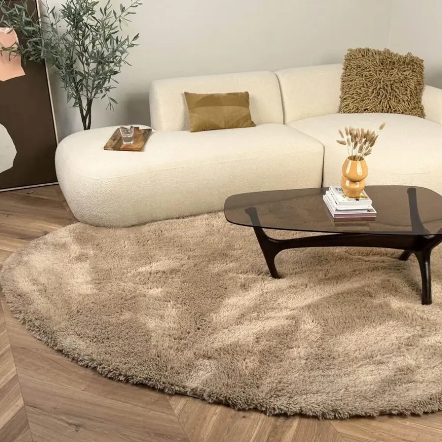Interieur05 organisch hoogpolig vloerkleed Furr Stone bruin - 160 x 230 cm