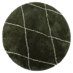 Interieur05 rond berber vloerkleed Nea groen/cream - 160 x 160 cm