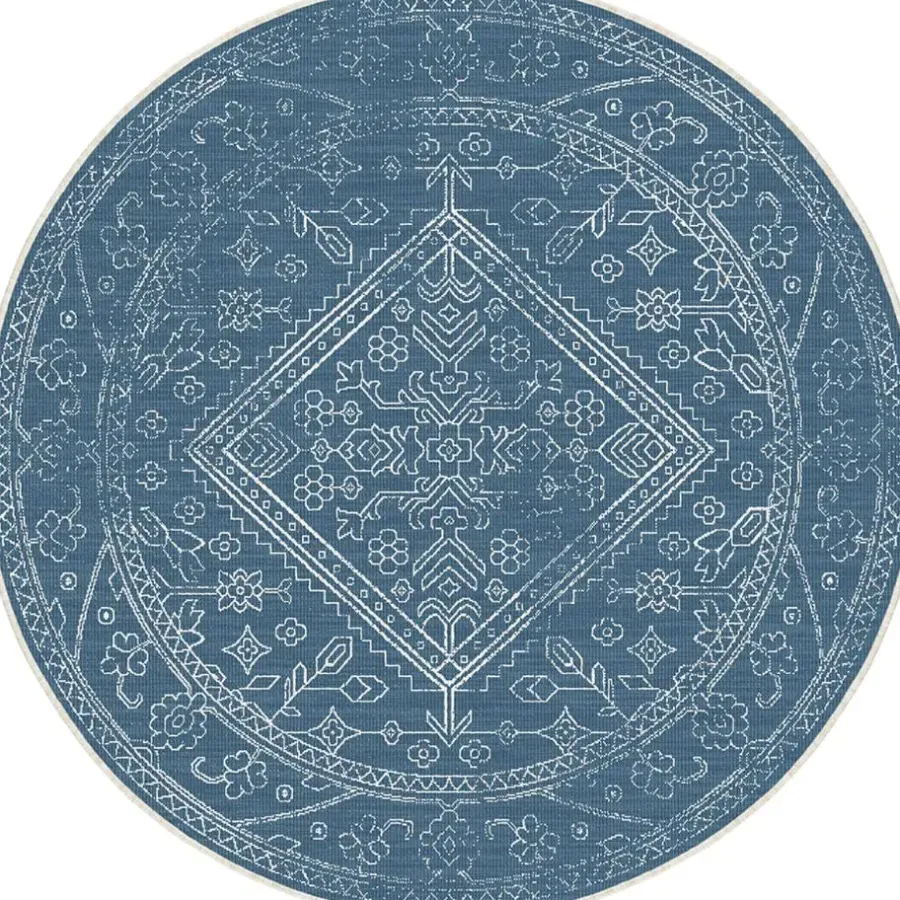 Ronde Vloerkleden|Buiten Vloerkleden-Interieur05 rond buitenkleed blauw Nova - 200 x 200 cm