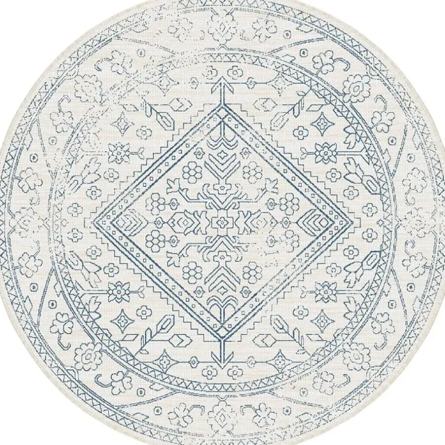 Ronde Vloerkleden|Buiten Vloerkleden-Interieur05 rond buitenkleed blauw Nova - 200 x 200 cm
