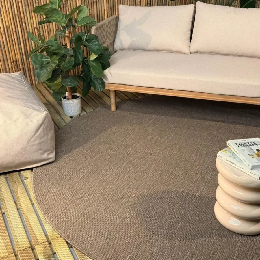 Interieur05 rond buitenkleed linnen Tone - 200 x 200 cm