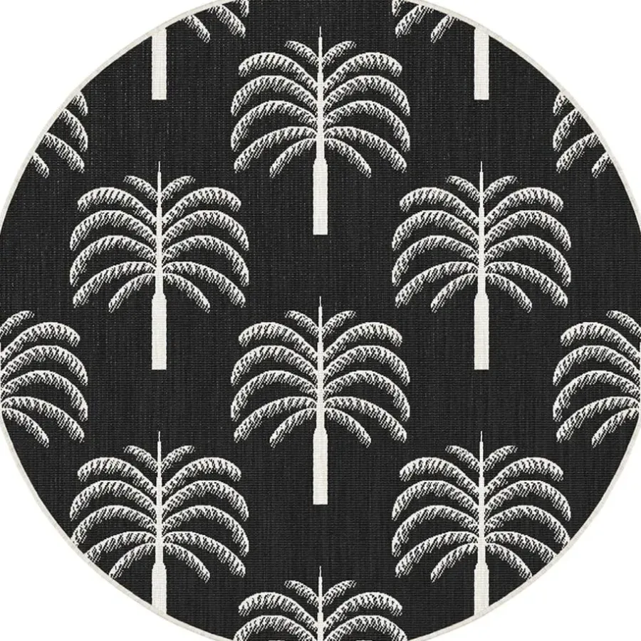 Buiten Vloerkleden|Buiten Vloerkleden-Interieur05 rond buitenkleed zwart/wit Oase - 240 x 240 cm