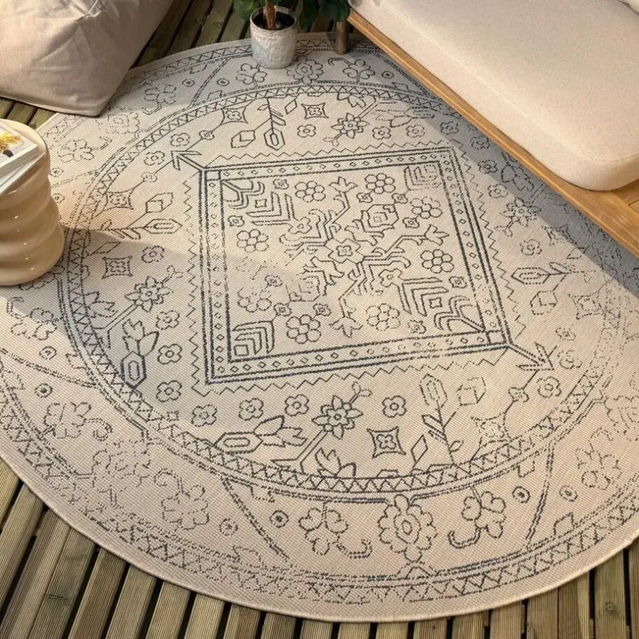 Ronde Vloerkleden|Buiten Vloerkleden-Interieur05 rond buitenkleed blauw Nova - 240 x 240 cm